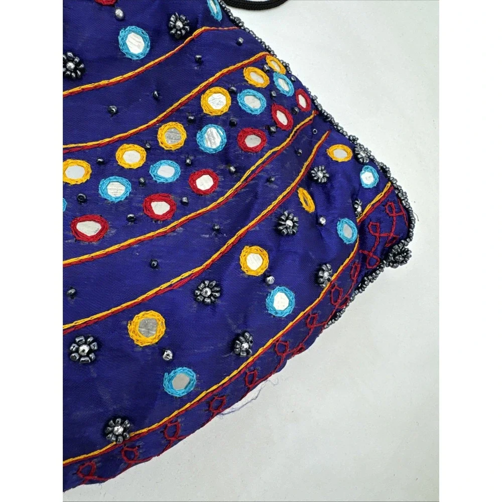 Handmade Bohemian Indian Boho Sequined Embroidered Purple Purse Bag